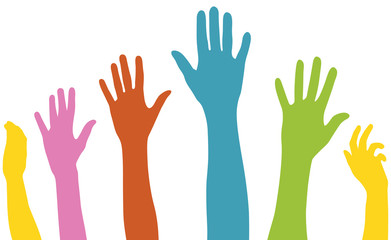 Fototapeta premium Raised arms of Diversity Vector