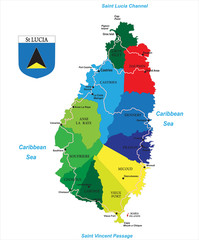 Caribbean island of Saint Lucia map