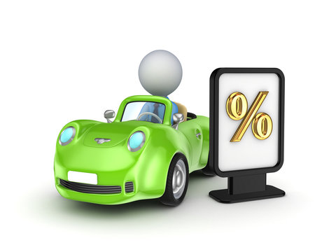 Small car and percents symbol.