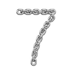 3d Chain Numbers Font - 7