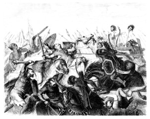 Medieval Battle : Asians/Mongolians attacking - obrazy, fototapety, plakaty