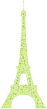 A green mosaic of the Eiffel Tower in Paris (France)