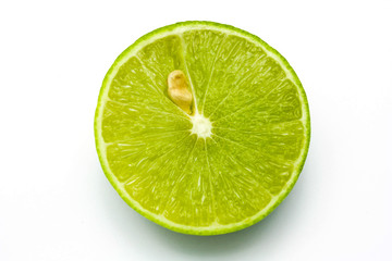 Fresh ripe lime. Isolated on white background