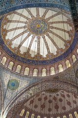 Decorated dome of the Blue Mosque in Istanbul, Turkey