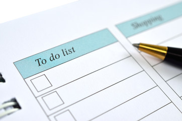 To do list notebook with pen