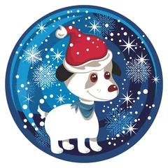 Poster Kerst Sneeuwbol Met Puppy © yurumi