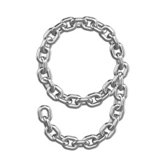 3d Chain Numbers Font - 9