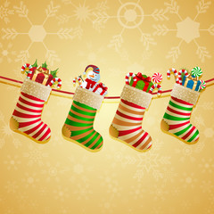 Hanging christmas socks with present. - 45821387
