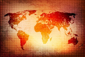 Selbstklebende Fototapeten grungy world map, Eps10 layered vector © archibald