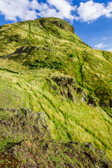 View of green Arthur's Seat in Edinburgh, Scotland