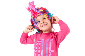 girl with a colorful wig