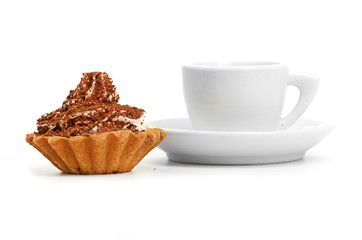 chocolate cake with a cup of coffee