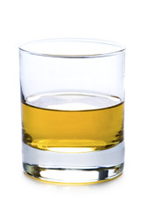 a glass of whisky or whiskey isolated