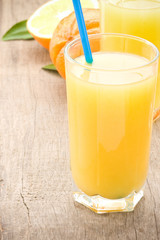 fresh fruits orange juice in glass