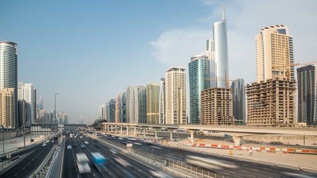 Dubai Sheikh Zayed Road Timelapse 4K at Sunset