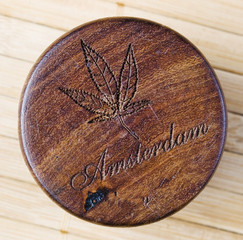 Marijuana symbol woodcarving