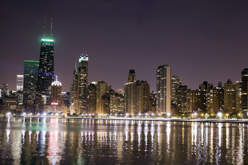 Fototapeta na wymiar Dzielnica finansowa (night view Chicago)