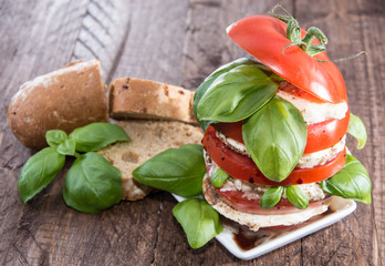 Heap of Tomato and Mozzarella slices