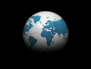 Soccer ball and world map