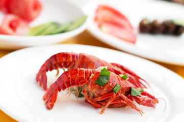 Color Fried small lobster