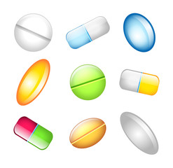 Icons tablets and pills