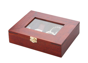 Wooden treasure box isolated