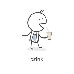 Person drinks.