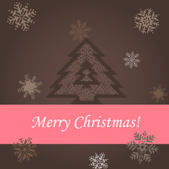 Fototapeta na wymiar Christmas tree on the brown background