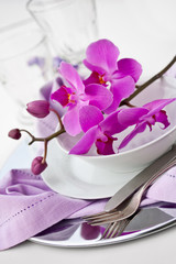 Festive Table Setting with Orchid