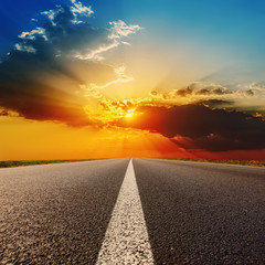 road to dramatic sunset
