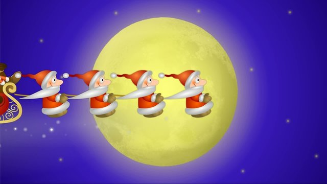 Verkehrte Welt: Weihnachtsm&auml;nner ziehen Schlitten mit Rentier