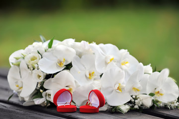 orchids and wedding rings