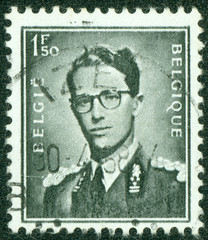 stamp printed in Belgium shows portrait King Baudouin