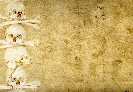 Background with human skulls and bones