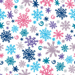 hand printed snowflakes seamless pattern - 45838779