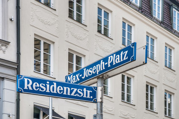 Max-Joseph-Platz street sign in Munich, Germany