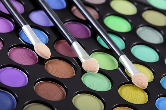 Eyelashes, make-up brushes, eye shadows palette