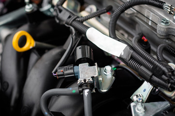 Fototapeta premium Closeup photo of a clean motor block
