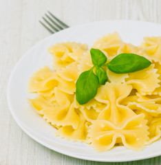 Farfalle pasta on plate