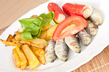 sardine and salad arrangement fresh healthy food