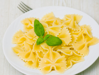 Farfalle pasta on plate