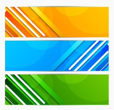 Set of banners with lines