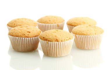 tasty muffin cakes, isolated on white