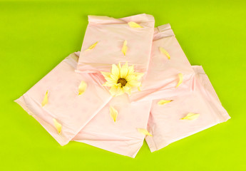 Panty liners in individual packing and yellow flower