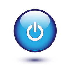 Power sign on blue