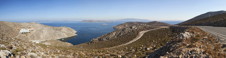 Fototapeta na wymiar Panoramic view of coast on Kalymnos island, Greece