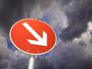 Schild Es geht abwärts