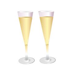 Vector. Two glasses of champagne