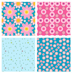set of four floral patterns