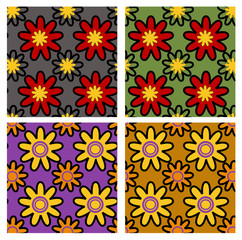 set of four floral ornaments